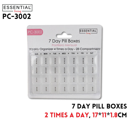 7-Day Pill Boxes, 2 Times a Day, 17x11x1.8cm, PP