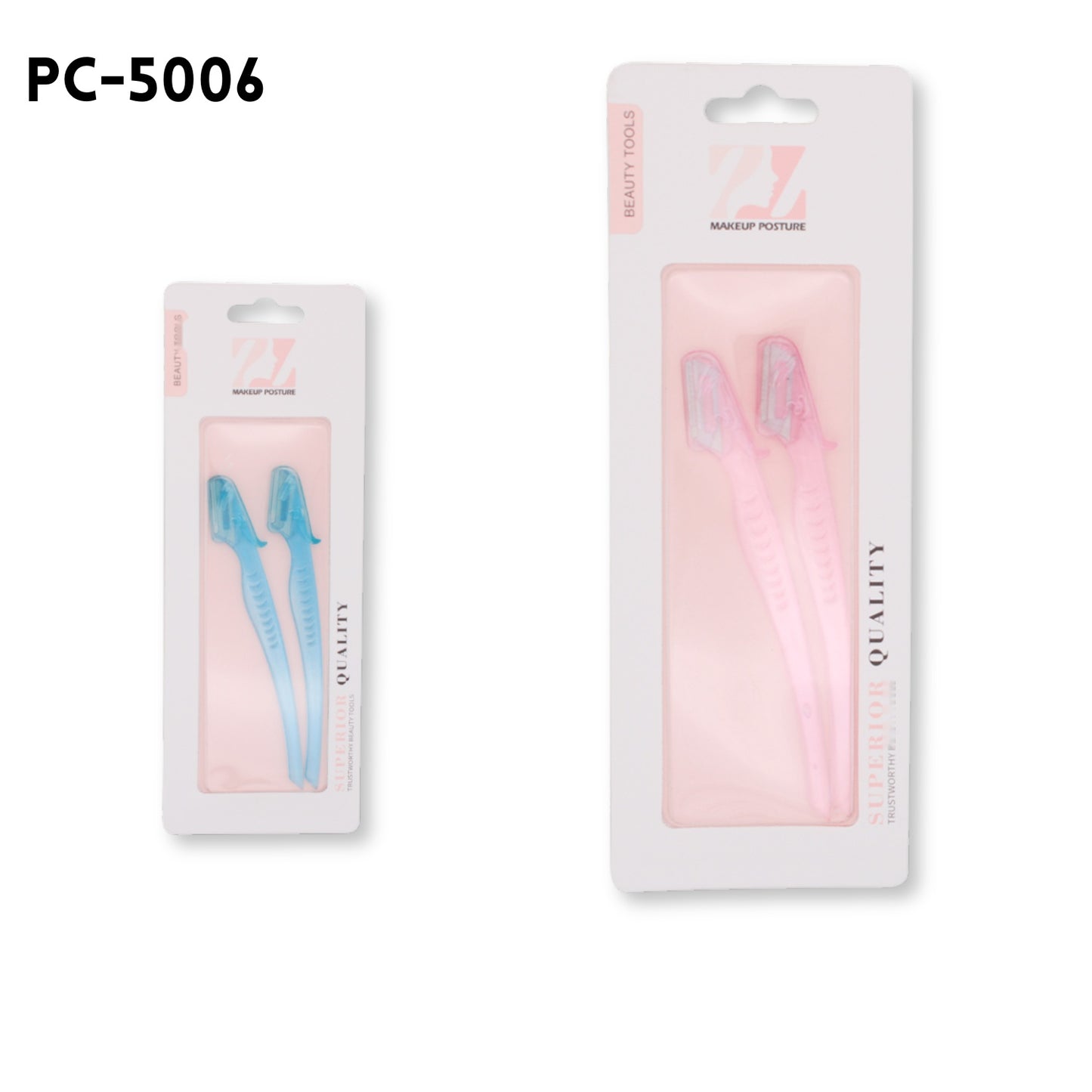 2pcs Eyebrow Razor 5", Stainless Steel