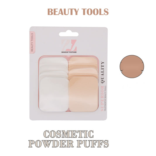 6pcs Cosmetic Powder Puffs, 2.2"x1.8", 2 Clrs Asstd