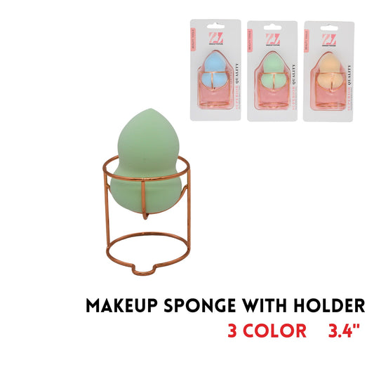 Makeup Sponge with Holder, 3.4", Gourd-shaped, 3 Clrs Asstd