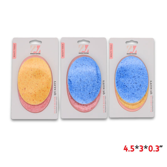 2pcs Oval Facial Sponges,4.5"X3"X0.3",2 colors