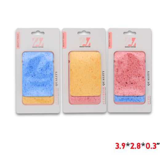 2pcs Square Facial Sponges ,3.9"X2.8"X0.3",2 colors