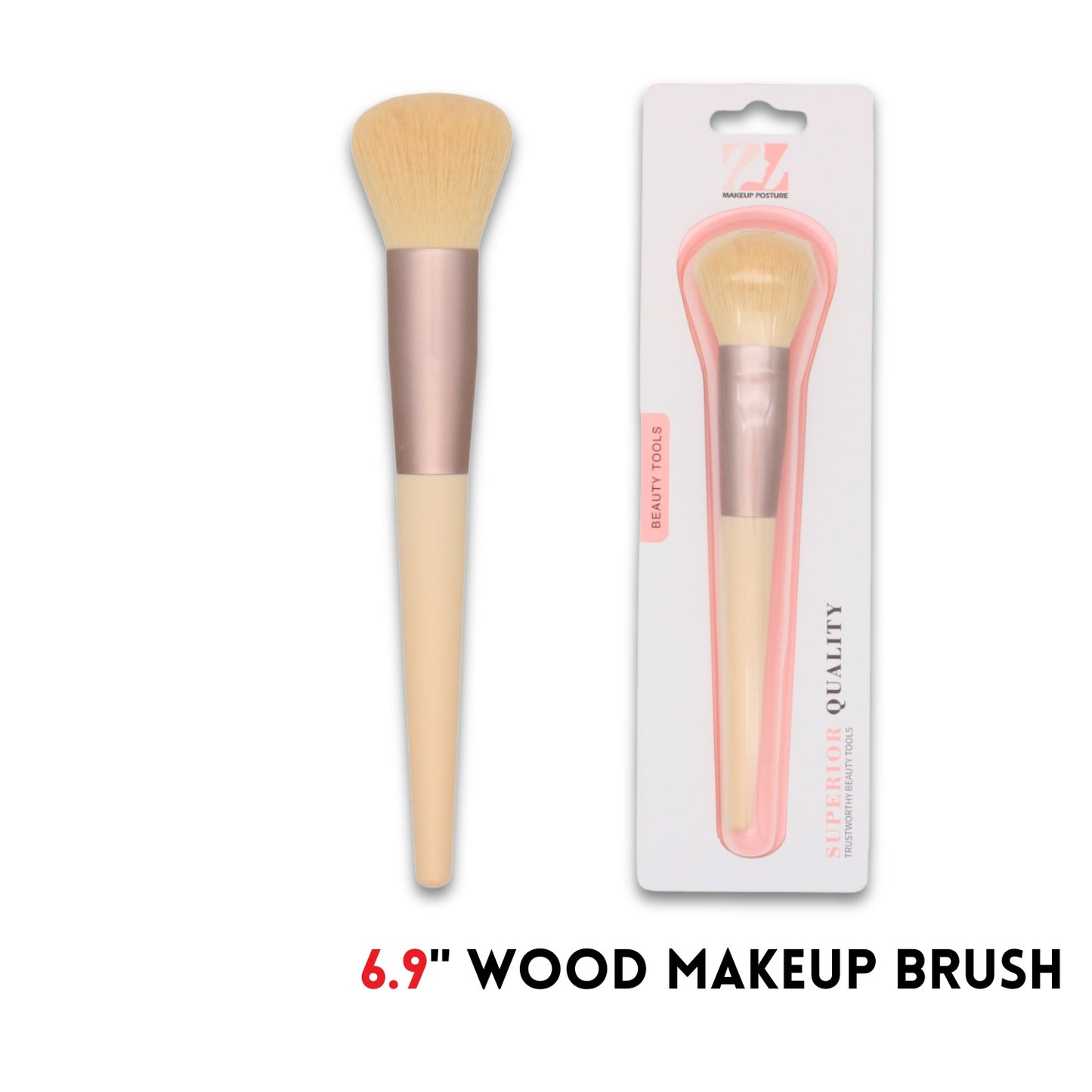 Makeup Brush,wood,6.9"