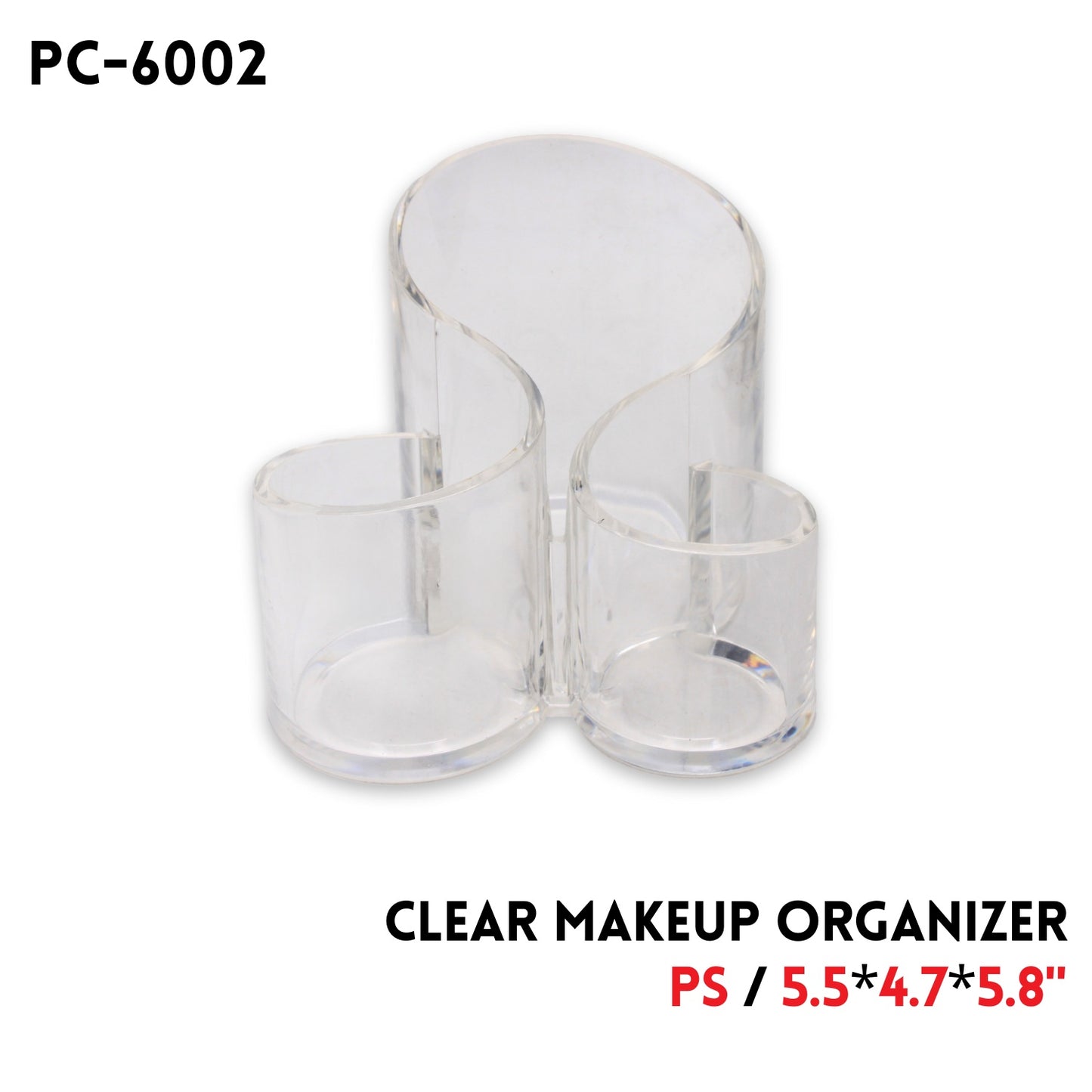 Clear Makeup Organizer, Clear PS, 5.5"x4.7"x5.8"