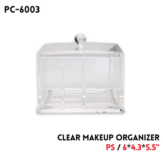 Clear Makeup Organizer, PS, 6"x4.3"x5.5"