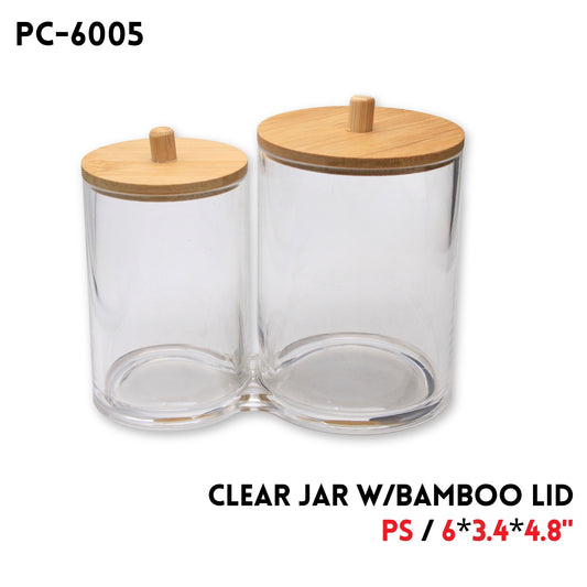 Apothecary Jar W/ Bamboo Lid, PS, 6"x3.4"x4.8"
