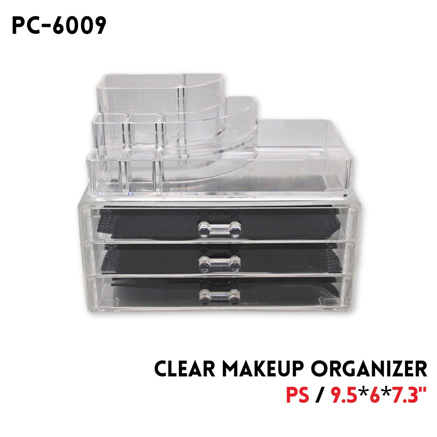 Clear Makeup Organizer, PS, 9.5"x6"x7.3"