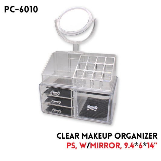 Clear Makeup Organizer, PS, 9.4"x6"x14"