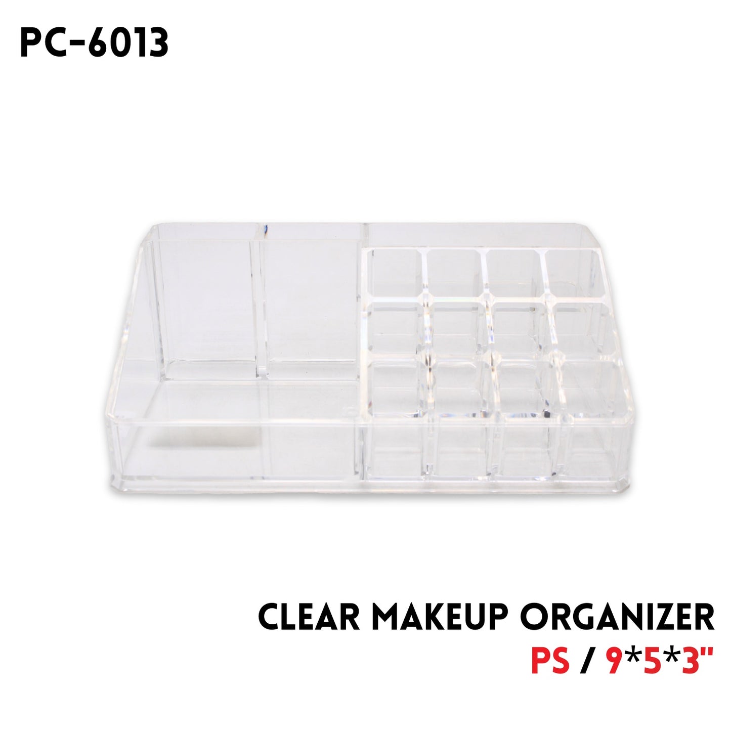 Clear Makeup Organizer, PS, 9"x5"x3"