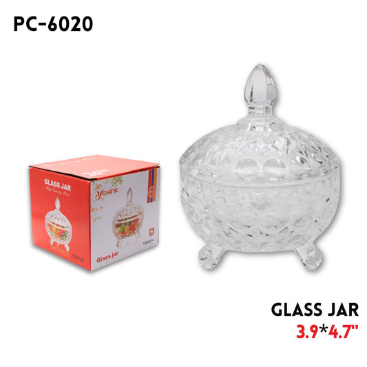 Glass Jar, D:3.9",H:4.7"