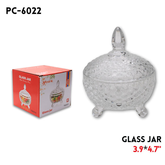Glass Jar, D:3.9",H:4.7"