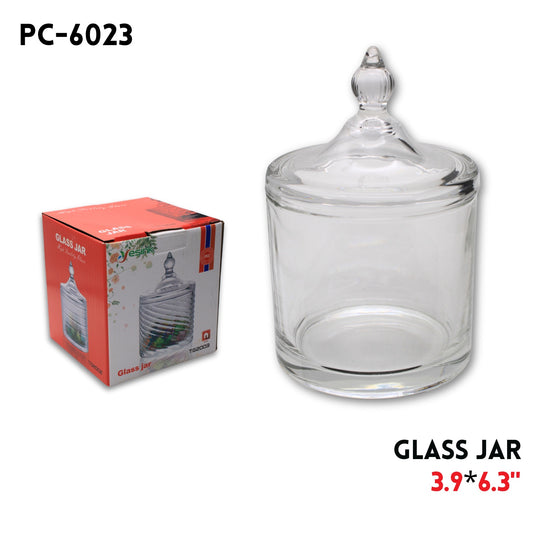 Glass Jar, D:3.9",H:6.3"