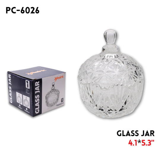 Glass Jar, D:4.1",H:5.3"