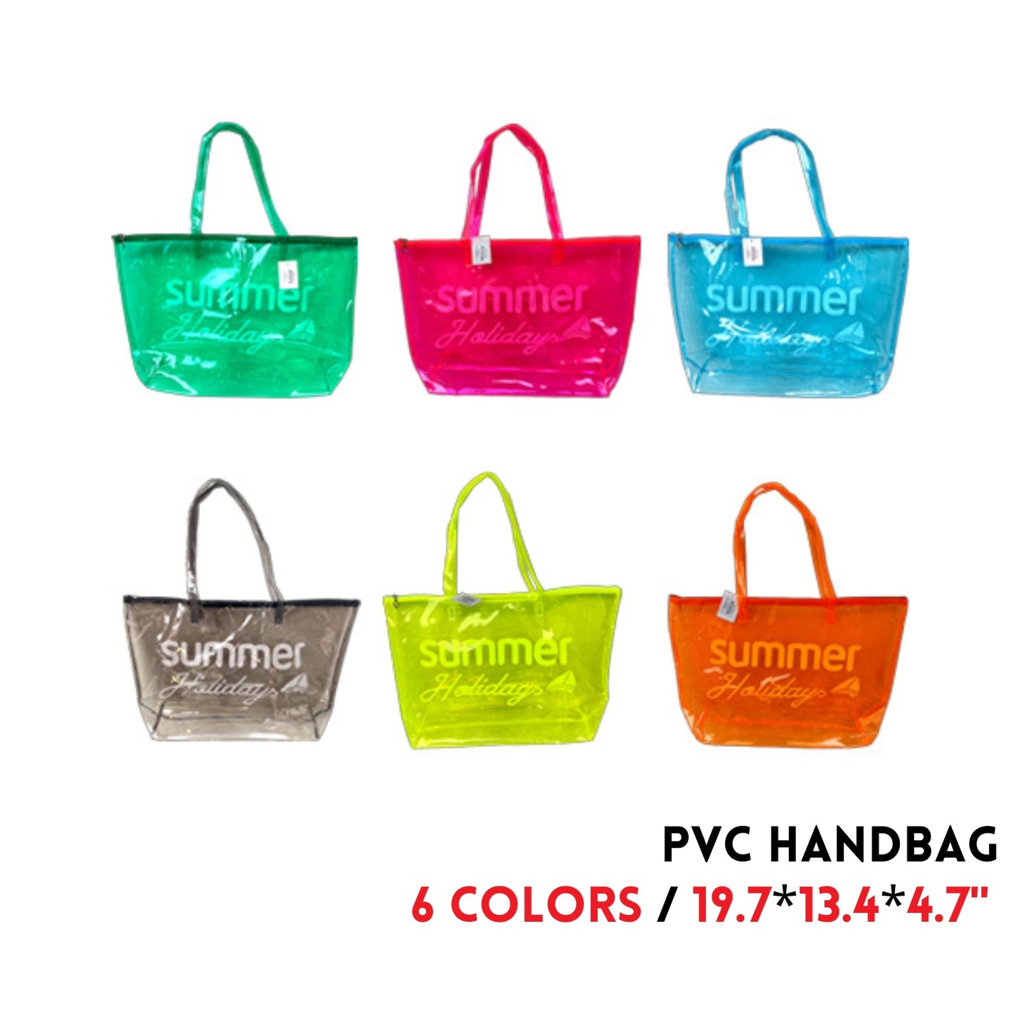 PVC Handbag 19.7"x13.4"x4.7, PVC, 6 colors