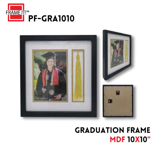 MDF Graduation 10x10" Black Shadow Box Frame with Tassel Hol