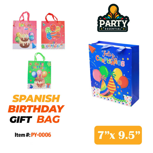 7"x9.5"x 3" Spanish Birthday Gift Bag