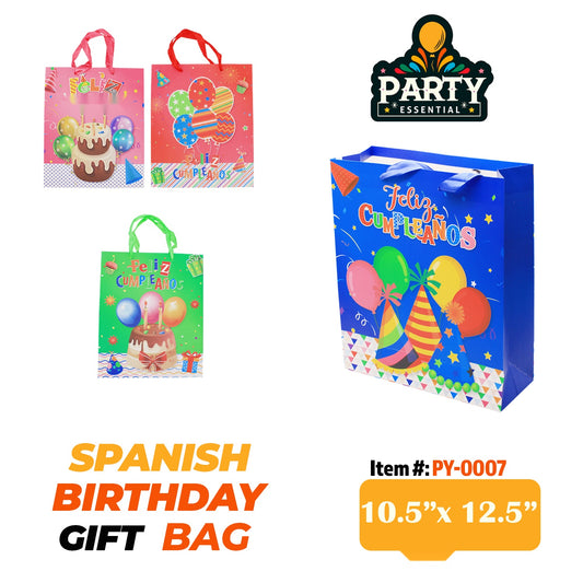 10.5"x12.5"x 4"  Spanish Birthday Gift Bag