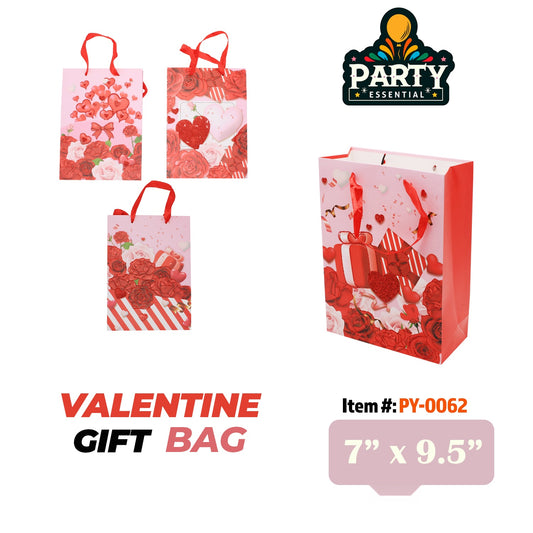 7"x9.5"x3" Glitter  Hearts Gift Bag
