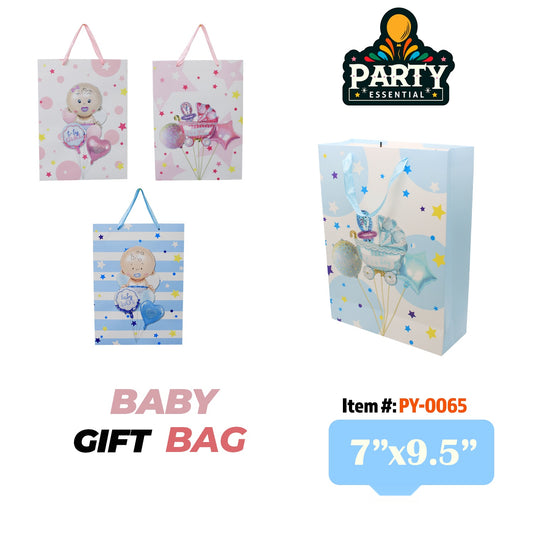 7"x9.5"x3   Baby Gift Bag w /Glitter