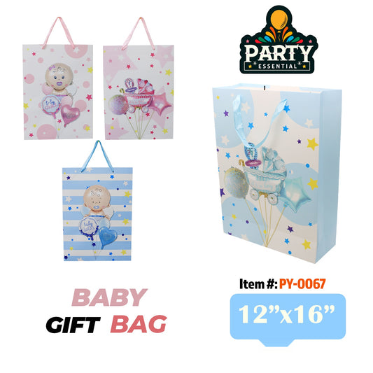 12"x16"x 4.5" Baby Gift Bag w /Glitter