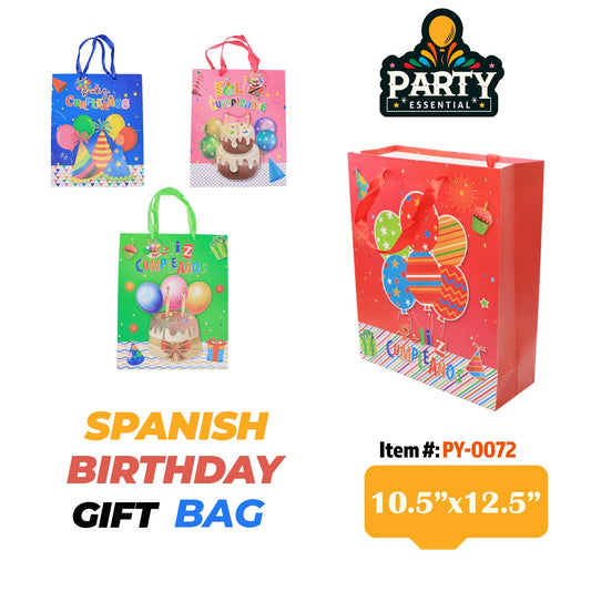 10.5"x12.5" X 4" 3D Spanish Birthday Gift Bag