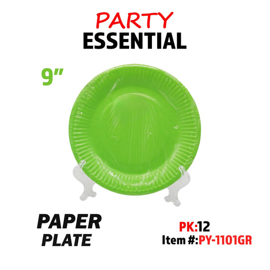 10pcs 9" Paper Plate Green