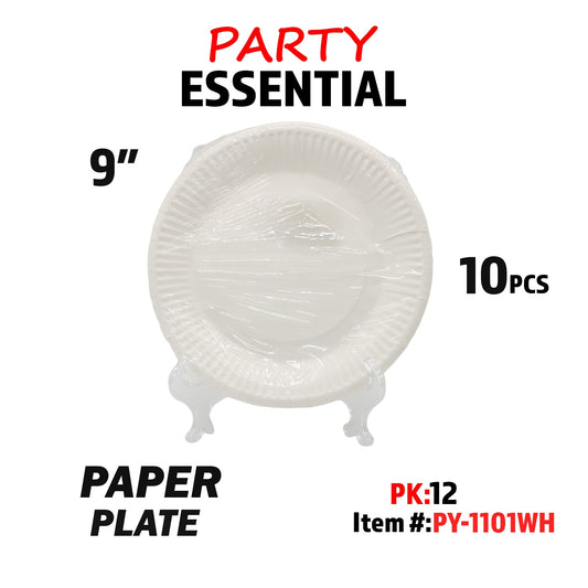 10pcs 9" Paper Plate White