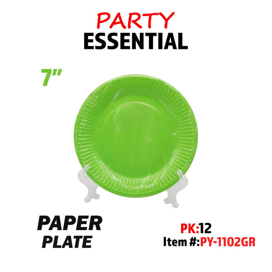 10pcs 7" Paper Plate Green