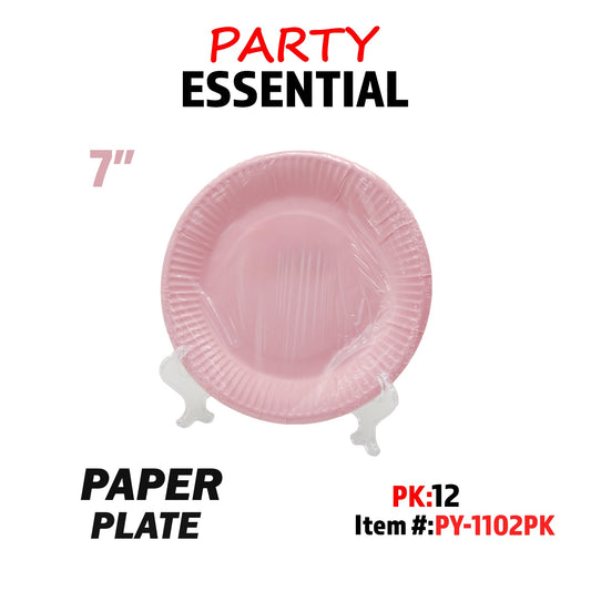 10pcs 7" Paper Plate Pink