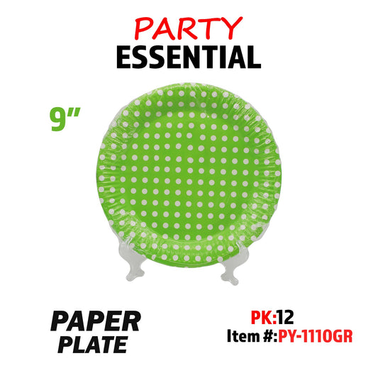 10pcs 9" Paper Plate Green