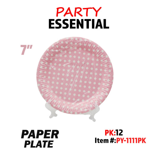 10pcs 7" Paper Plate Pink