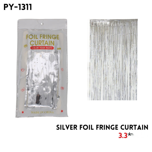 Silver Foil Fringe Curtain, 3.3x6.6FT, Alu Fiol