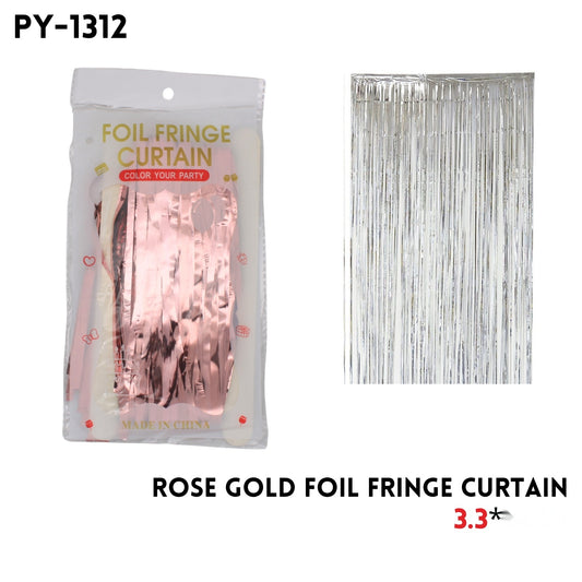 Rose  Foil Fringe Curtain, 3.3x6.6FT, Alu Fiol