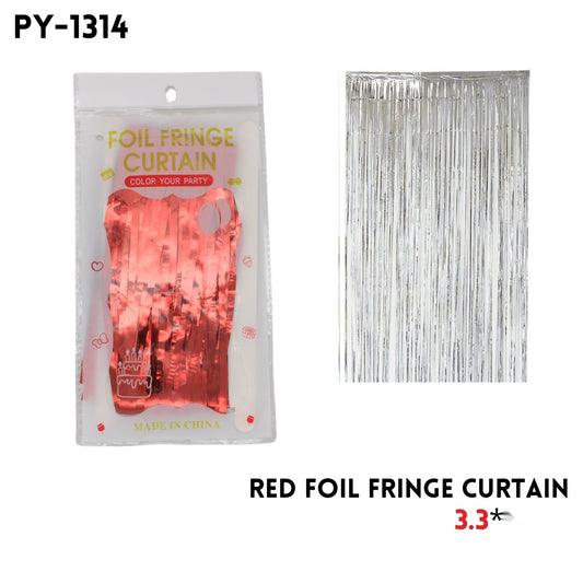 Red Foil Fringe Curtain, 3.3x6.6FT, Alu Fiol