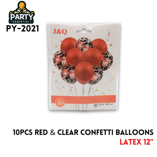 10pcs Red&Clear Party Balloons 12",2.8/pcs,Latex