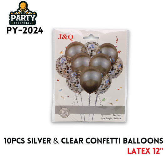 10pcs White&Gold Confetti Balloons 12",2.8/pcs,Latex