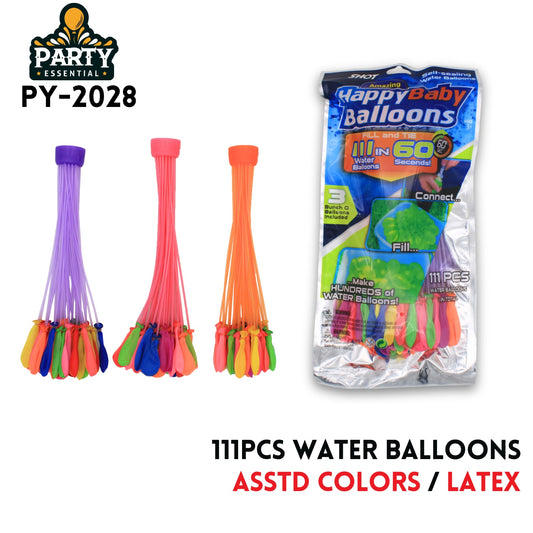 3 Pack Bunch O Balloons ,111pcs, Asstd colors,Latex