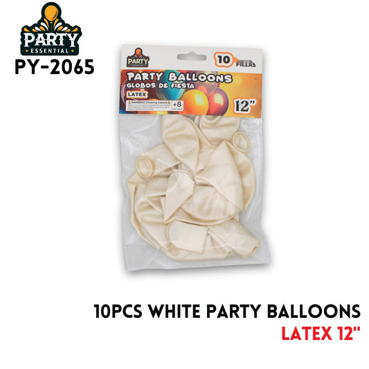 10PCS White Party Balloons 12",2.2g/pcs,Latex