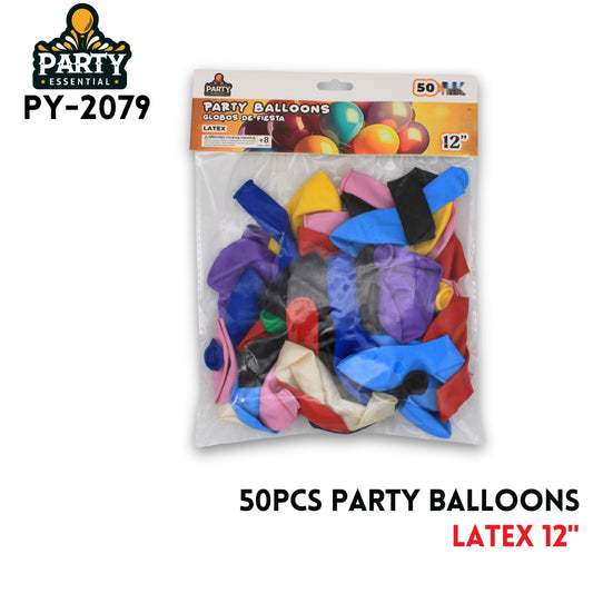 50pcs Party Balloons 12",2.2g/pcs,Latex,Asstd 10colord