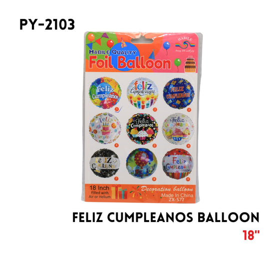 1PCFoil Balloon18"D,Happy Birthday in Spanish,hydrogen