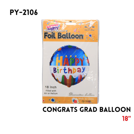 1PC Round Shape with Happy BirthdayFoil Balloon 18"D,hydroge