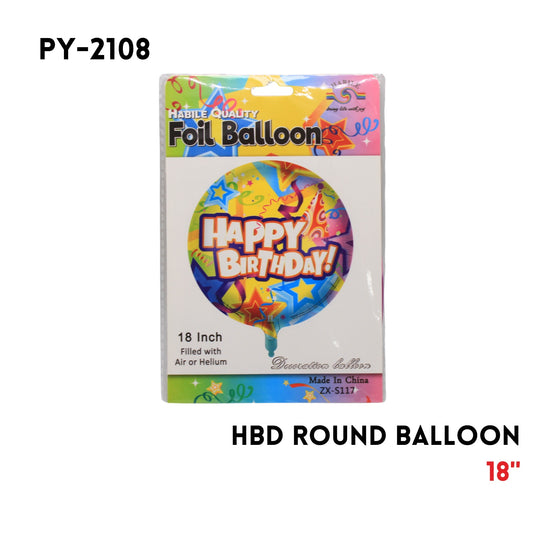 1PCFoil Balloon18"D Round ShapeHappy Birthday,hydrogen