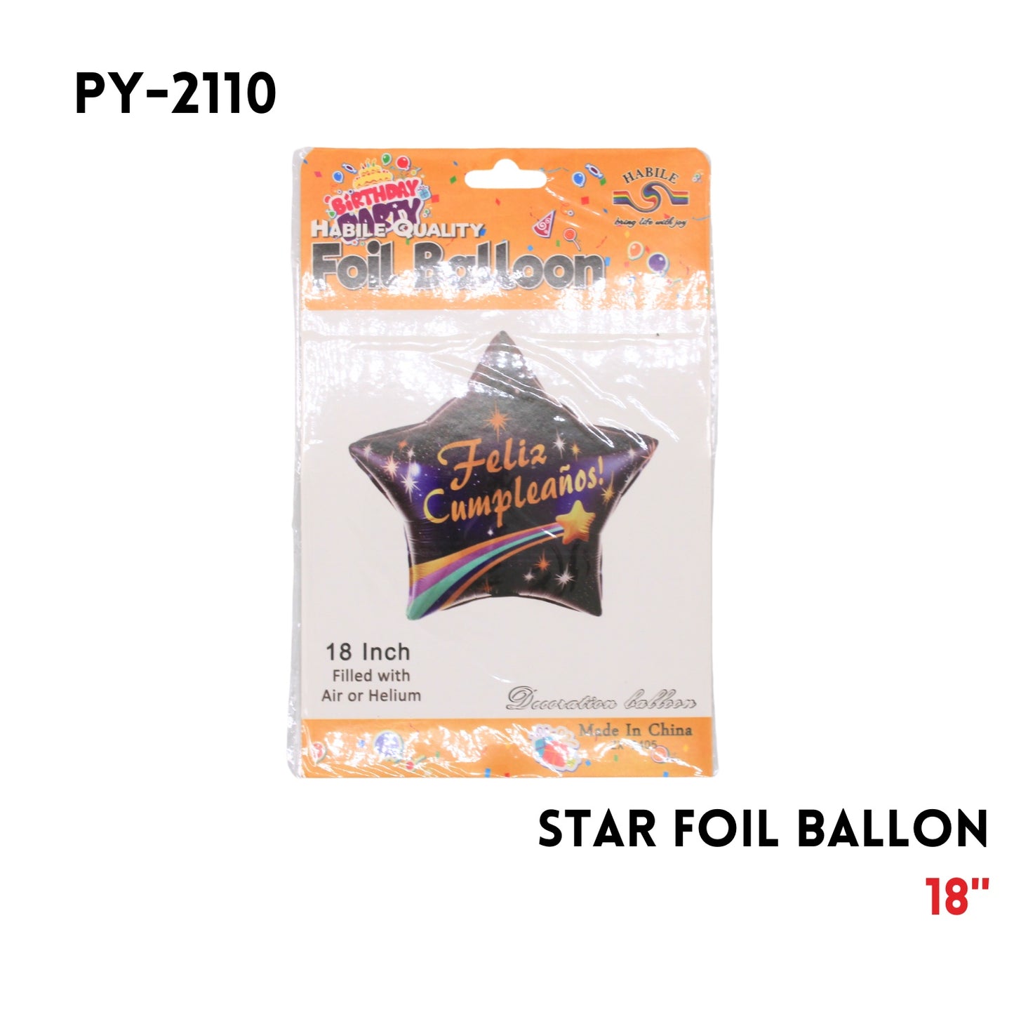 1PCStar shape Happy Birthday in Spanish Foil Balloon 18.5"x2