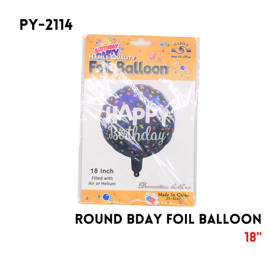 1PC Happy birthday Round Shape Foil Balloon 18"D,hydrogen
