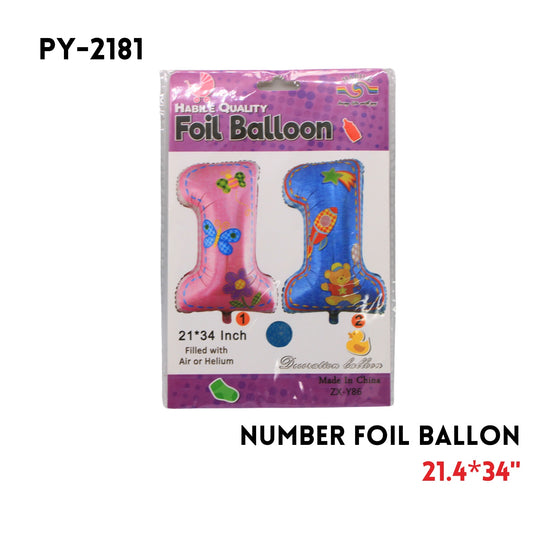 1PC Number 1 Foil Balloon 18"x29"hydrogen