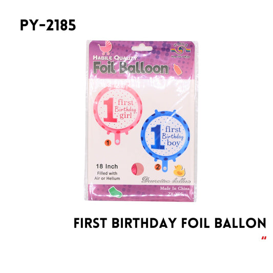 1PCRound Shape 1st Birthday Foil Balloon 18"D,hydrogen
