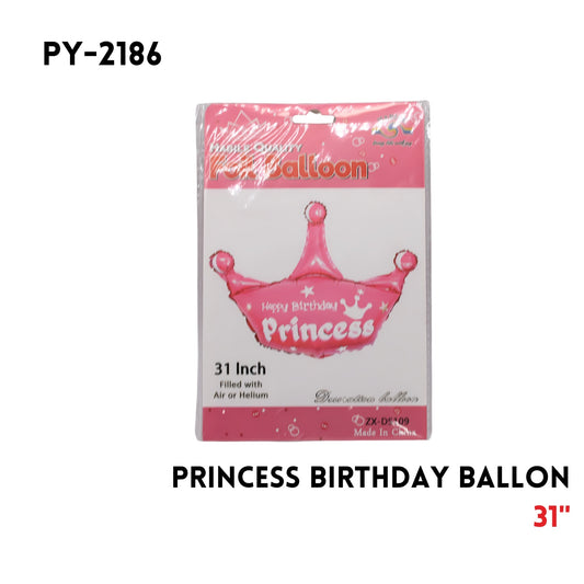 1PCPink Princess CrownFoil Balloon 31"D,hydrogen balloon