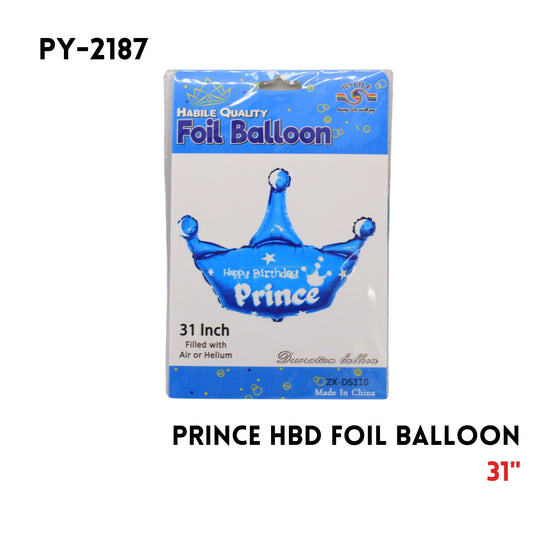 1PCBlue Prince CrownFoil Balloon 31"D,hydrogen