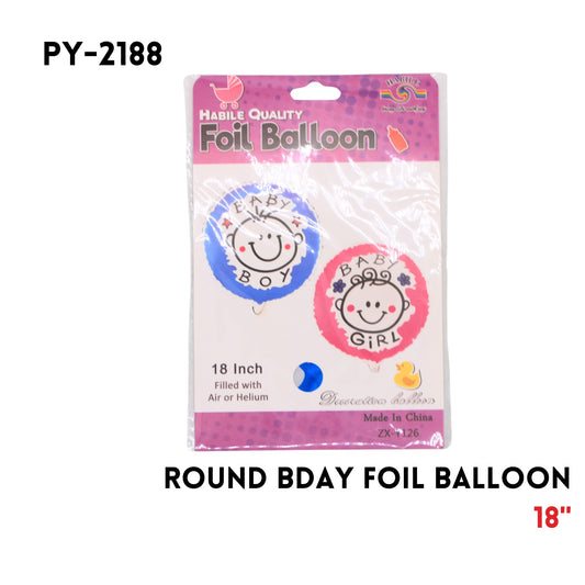 1PCRound Boy&Girl Baby Foil Balloon18"D,hydrogen