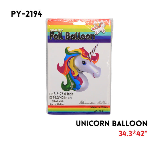 1PC Unicorn Foil Balloon 34"x43"hydrogen